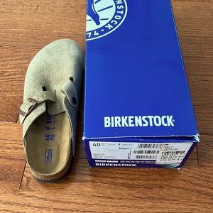 Birkenstock Boston Clogs, Soft Footbed, Taupe Suede, Size 40N, 9-9.5 US,